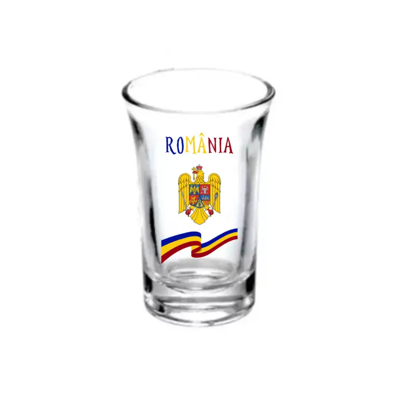 Romania stema si steag, pahar shout, model 54bv